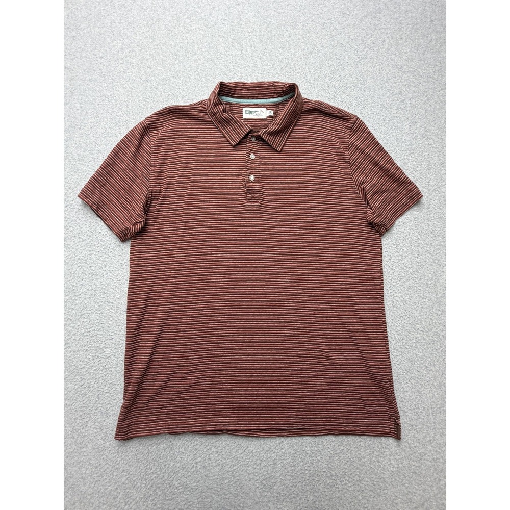 Wellen Polo Shirt Mens XL‎ Brown Stripe Hemp Cotton Lightweight Casual Knit